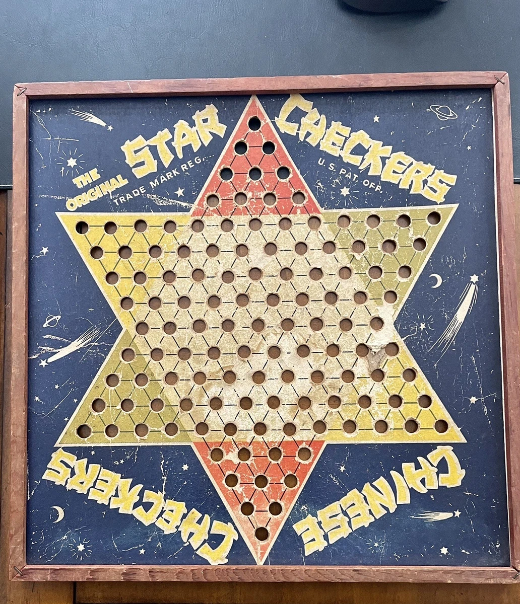 Chinese Star Checkers Board 1938 LG Ballard Wood Frame Wall Art