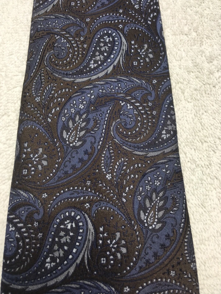CORBATA HOMBRE JONES NEW YORK MARRÓN CON AZUL GRIS PAISLEY 3,75 X 61 Foto 3 de 4