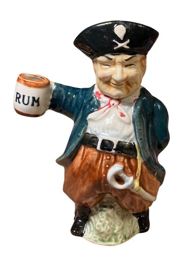 Decanter of Pirate Nautical Man Holding Rum Mug 7.5" Tall Collectible Decor