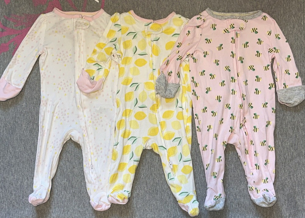 Cloud Island Baby Girl Sleep and Play Sleepers Footie Pajamas Size 0-3 Months