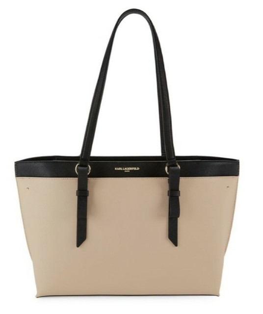 Karl Lagerfeld Paris TwoTone Leather Tote Handbag eBay