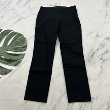 A New Day Womens Straight Leg Pant Size 2 Black Ankle Stretch Side Zip Slim