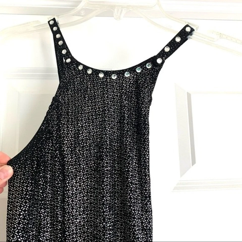 Disfraz de Baile Piedra Artística Talla Grande Niño Negro y Plata Brillo Túnica Vestido Niña Foto 3 de 4