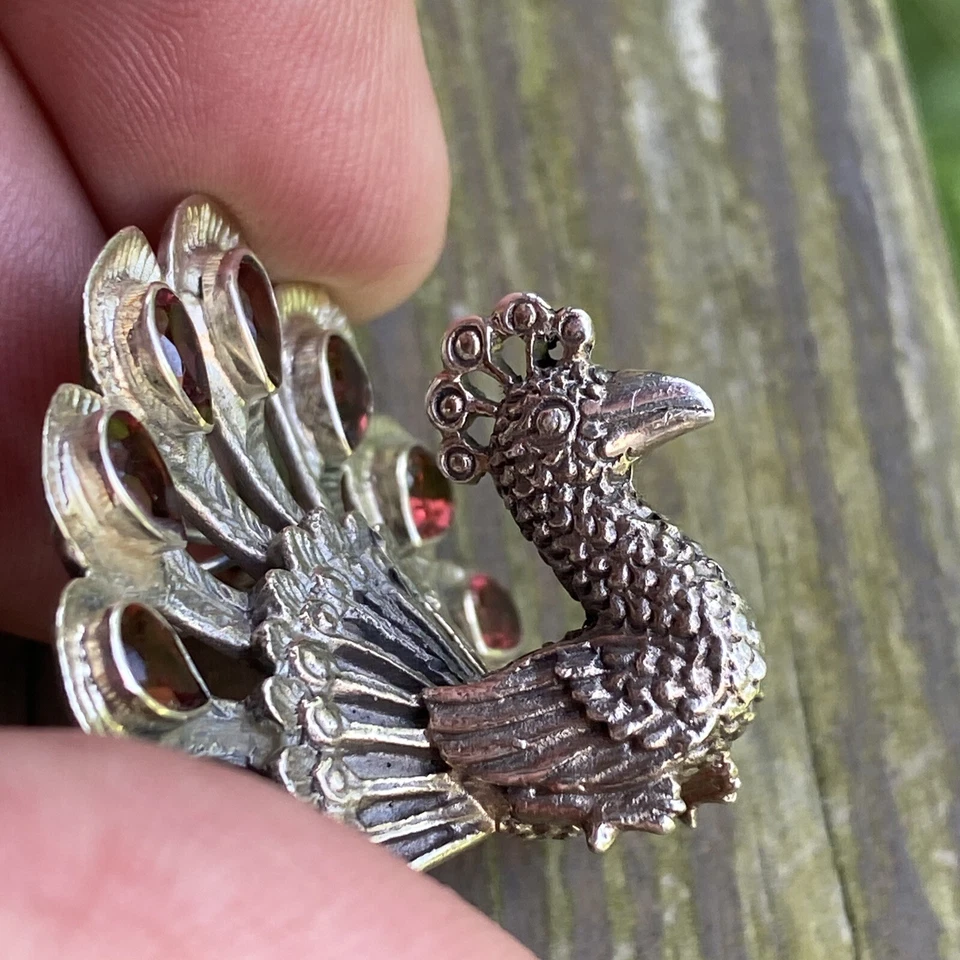 "Collar de cadena de plata 925 y Figaro de 20"" plumas de amatista púrpura pavo real de colección A" Foto 4 de 4