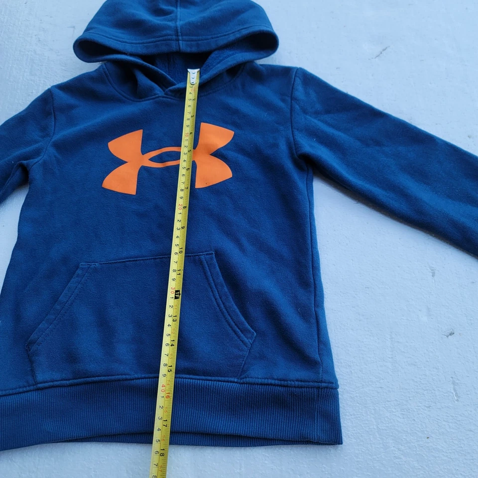 Boys Under Armour Big Logo Pullover Hoodie Blue Orange - Size 6 - Image 3 of 4