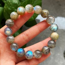 12mm Natural Labradorite Rainbow Blue Yellow Light Beads Bracelet B642
