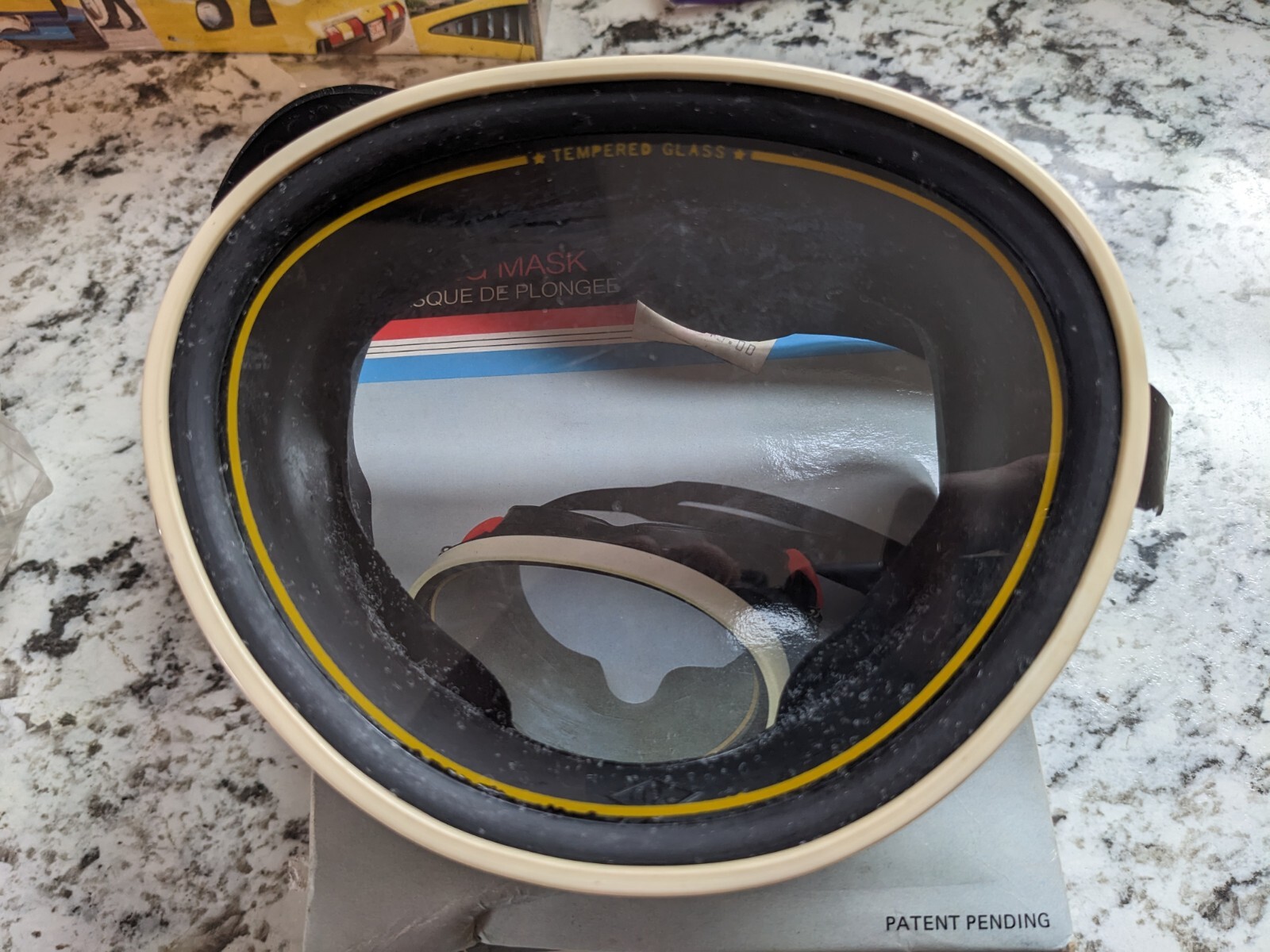 Vintage NIB Dolfino DS-1600 Tempered Glass Diving Mask Black Rubber Retro RARE