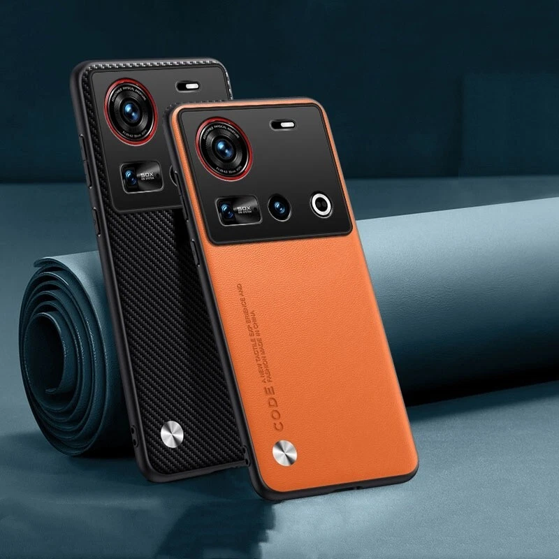 Funda trasera suave con protección de lentes de cuero vegano para ZTE nubia Z70 Z80 Ultra Foto 3 de 4