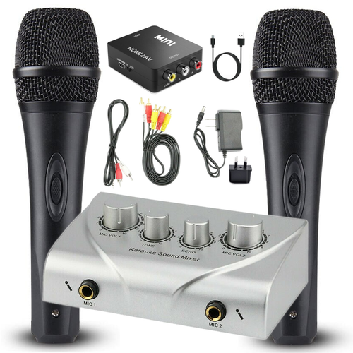 Karaoke Sound Mixer 2 Mic Echo Microphone Pre-amplifier for Home Theatre System - Bild 1 von 17