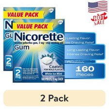 2 Pack Nicotine Gum Stop Smoking Aid 2mg Mint Flavor 160 Count Chewing Relief US