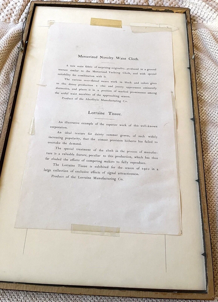 H.B. Clafin Co Ladies Fabric Framed Advertising Print 1890-1914 "Silk Spot Pekin - Image 4 of 4