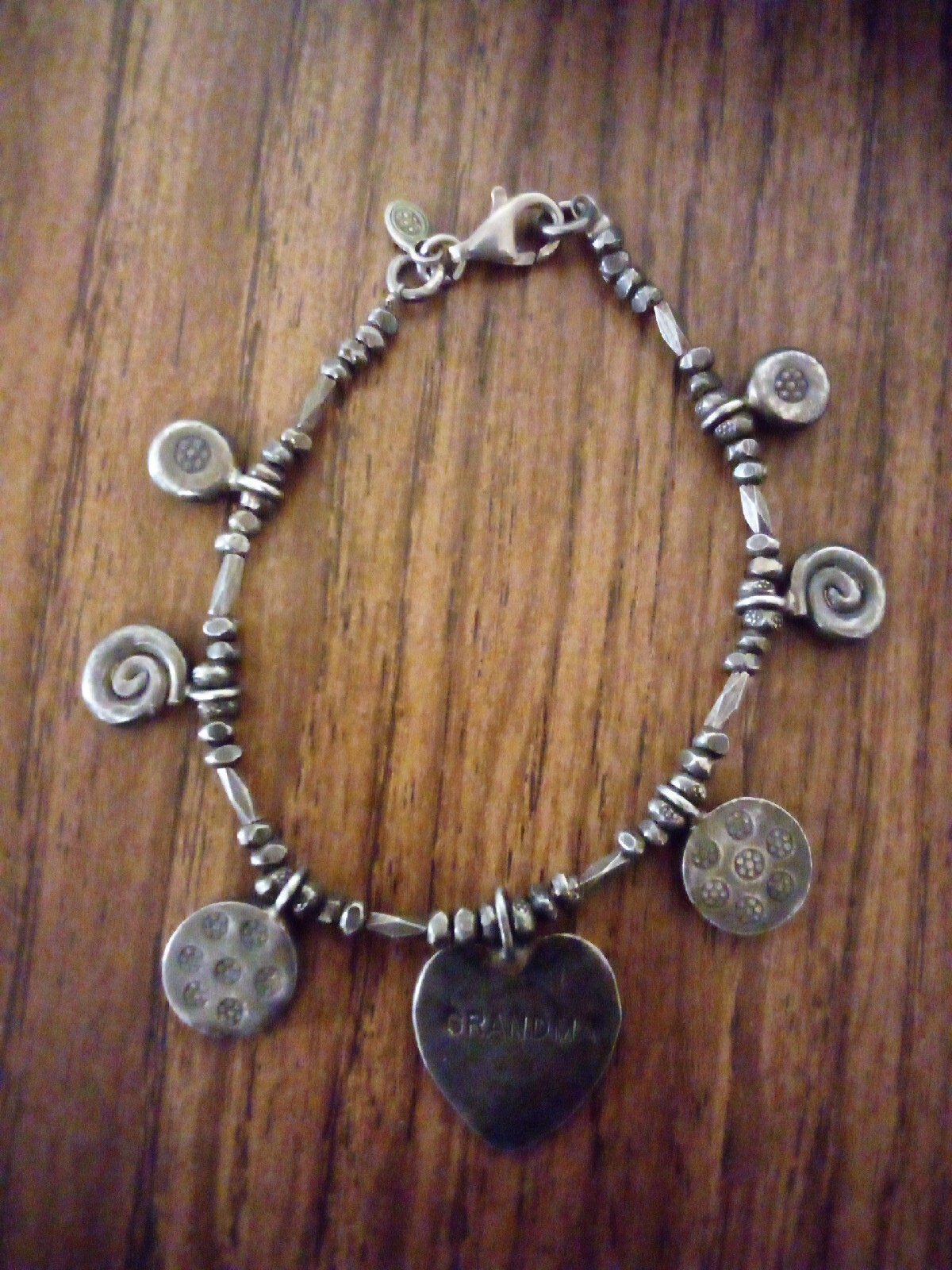 925 Vintage Solid Grandma Heart Solid Silver Brac… - image 5