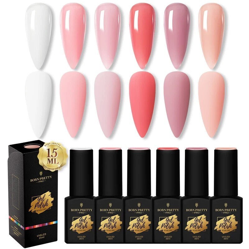 6 Bottles Gel Nail Polish Set Semi Permanent Varnish Kit UV LED Soak Off NailGel