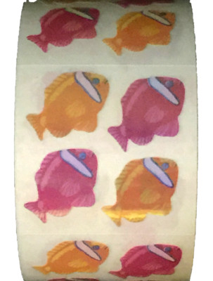 400 Piranha Stickers in roll of 100 modules (2''x2''), each sticker 1.00'', RMP4004