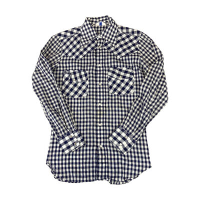VTG 70s LEVIS SPORTSWEAR BIG E WHITE TAB PEARL SNAP WESTERN SHIRT GINGHAM XS