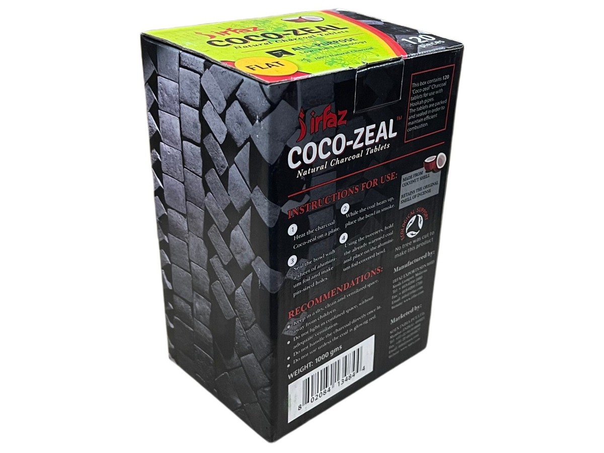 Afzal Coco-Zeal Coconut Charcoal 120 Cubes Natural Hookah Coal