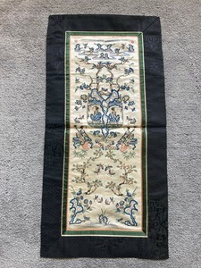 Superb old pair of Chinese embroidered silk sleevebands with forbidden stitch #2