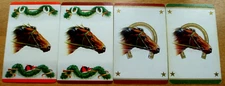4 Single Genuine Vintage Swap Playing Cards Race Horses Horseshoes Pairs