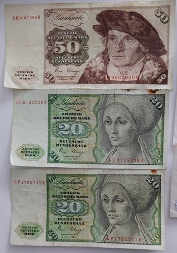 240 D Mark, BRD. 1, 5 Mark Münze und 5,10,20 und 50 Mark scheine - Bild 5 von 6