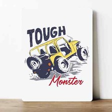 Tough Monster Truck Yellow Landrover- Metal Sign Plaque