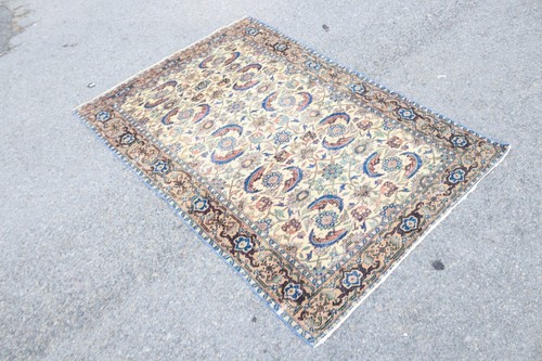 Vintage home decor rug, Turkish handmade rug, Boho decor 3.7 x 5.6 ft TR5098 - 第 1/9 張圖片