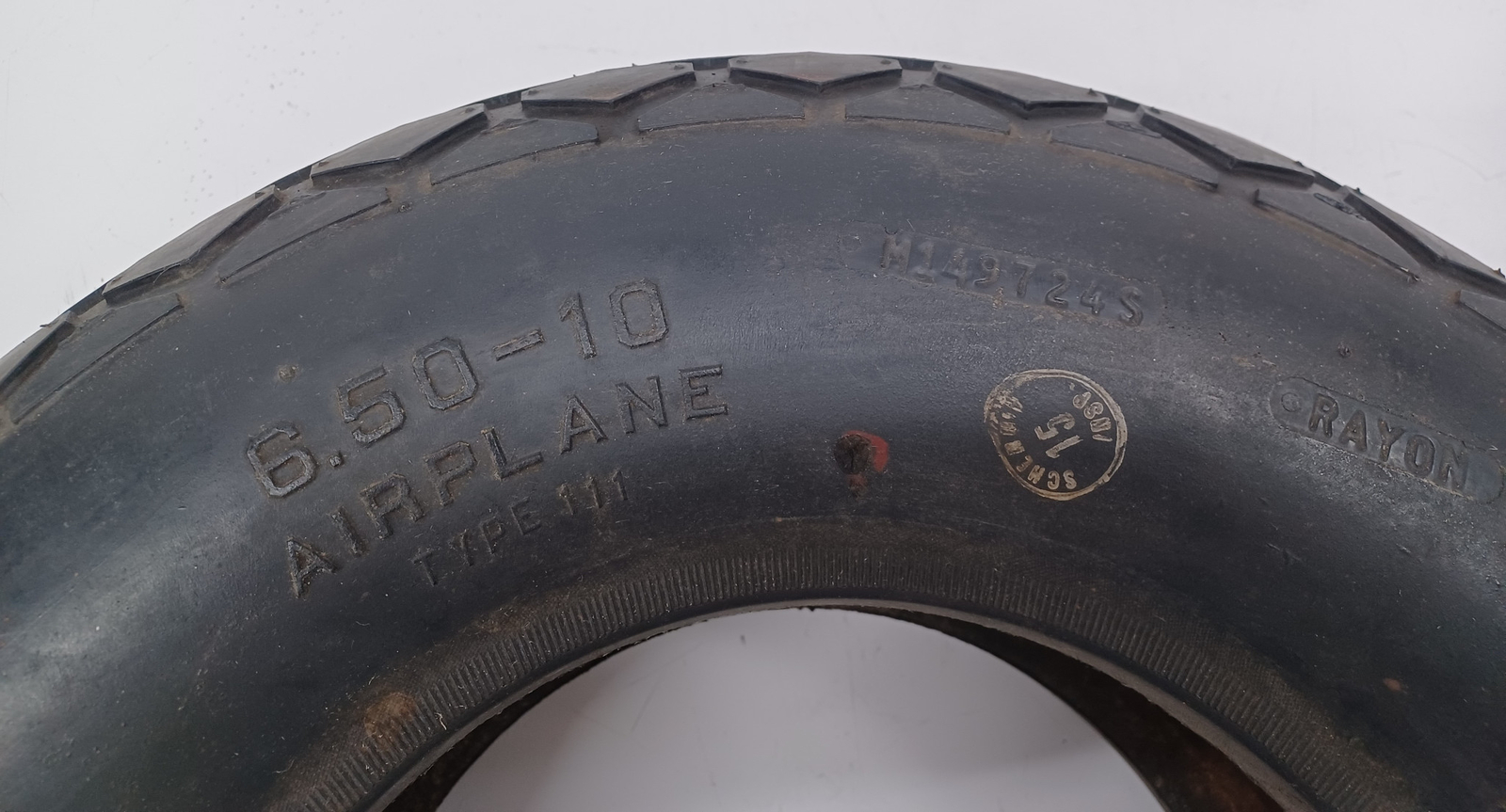 Vintage F.G. Schenuit Rubber Co Double Grip Aircraft Tire 6.50x10 6 ply
