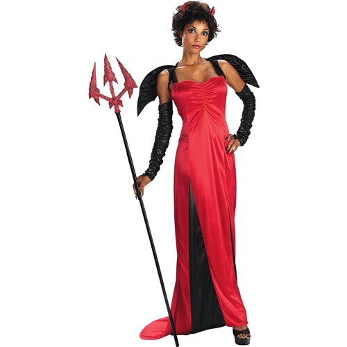 Erwachsene Damen Medium 8-10 sexy Wunschteufel Halloween Kostüm rot schwarz NEU - Bild 1 von 1