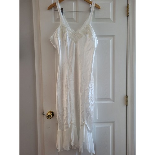 Camicia da notte da sposa Linea Donatella in raso bianco taglia Large pizzo perlato matrimonio