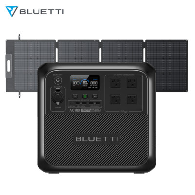 BLUETTI AC180 1800W 1152Wh Solar Generator +200W Solar Panel MPPT Charge Control