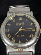 Bijoux Terner Unisex Black Dial Round Silver ...