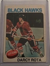 DARCY ROTA CHICAGO BLACKHAWKS SIGNED TOPPS 1975-76 CARD #66 AUTOGRAPH 