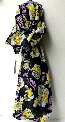 Pokemon Go Tossed Tattoo Characters Viscose Sheer Oblong Scarf NWT 44X72 icensed