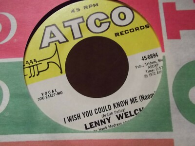 D1*LENNY WELCH SUNDAY KIND OF LOVE/I WISH YOU COULD KNOW ME ON ATCO  RECORDS