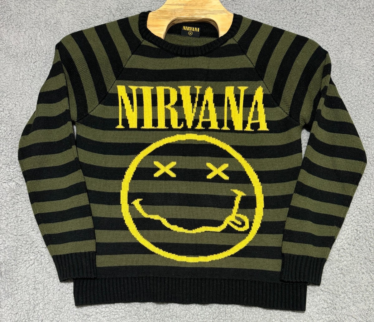 Nirvana Mens Striped Smiley Sweater Size Medium