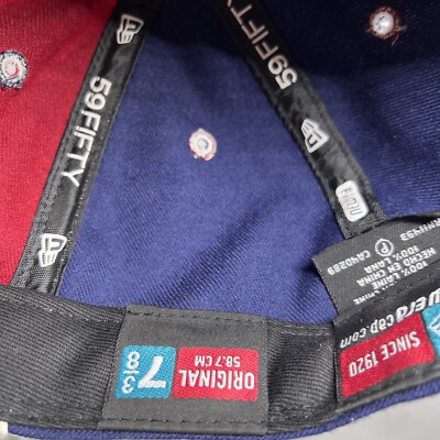 New Era Logo Hat 59Fifty Fitted Size 7 3/8 Big Flag Logo New Era