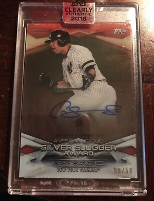 2018 TOPPS CLEARLY AUTHENTIC GARY SANCHEZ SILVER SLUGGER AWARD #MLBB-GS #50/50