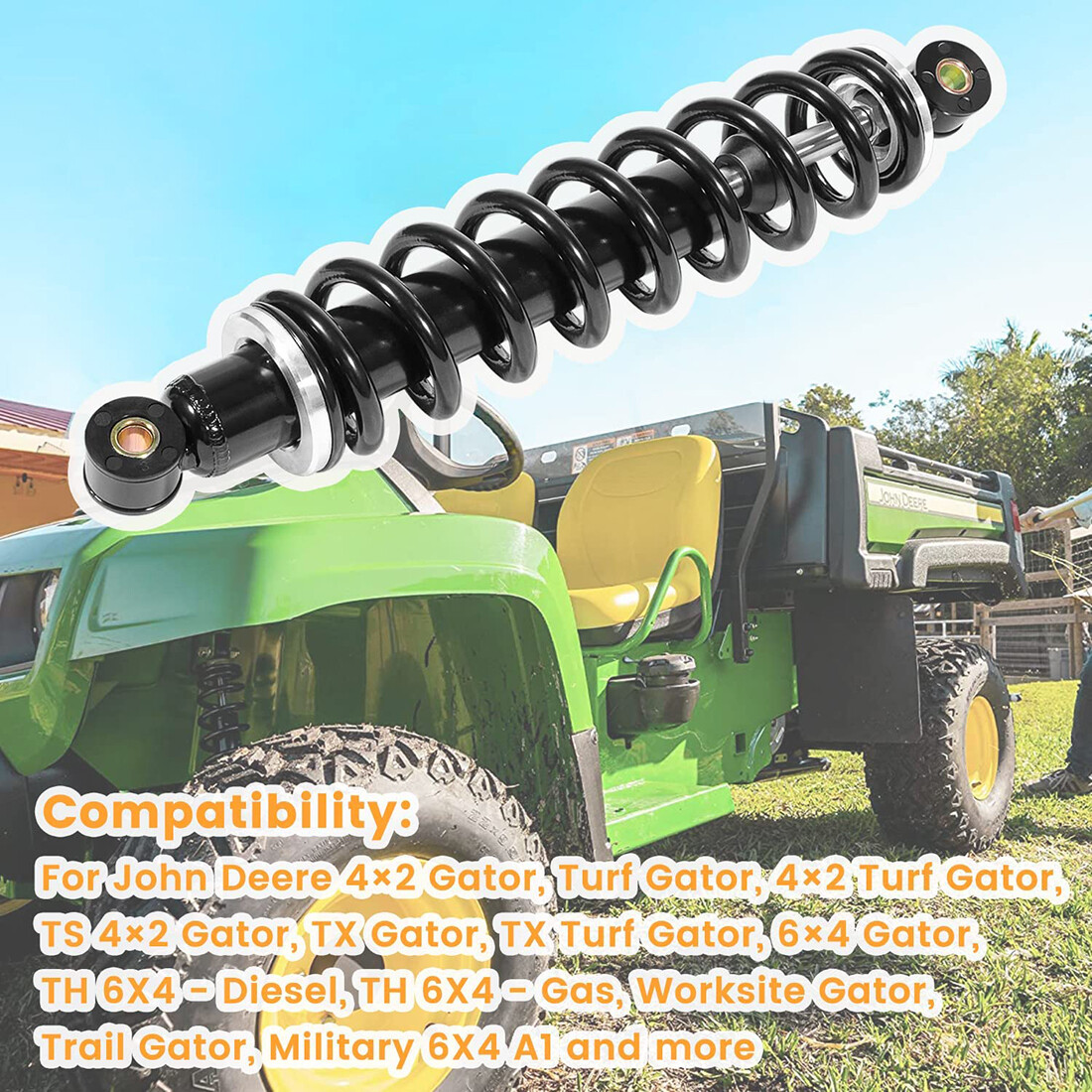 Front Suspension Shock Absorber AM130448 for John Deere 4X2 6X4 TH TS TX Gator