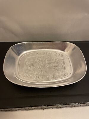 Vintage Silver Plated Tray ''Give Us This Day Our Daily Bread'' 8.5 X 6  Dish