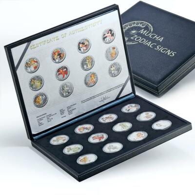 Cameroon set of 12 coins Zodiac Signs by Alphonse Mucha colored
