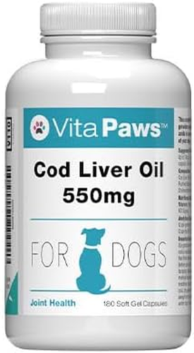 VitaPaws Olio di fegato di merluzzo 550 mg per cani - 180 Perle - SimplySuppleme - Foto 1 di 6