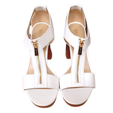 Michael Kors Women's Berkley Mid Sandal Heeled, White, Sz 11