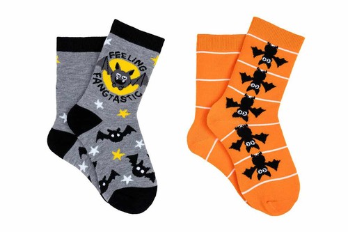 Everything Legwear Halloween Boys Bat 2 Pair Crew Socks - Fun Bat-Themed Design