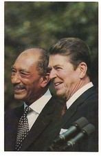 PRESIDENT RONALD REAGAN with Egyptian President ANWAR SADAT  POSTCARD