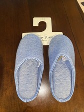 Charter Club Memory Foam Blue Womens Slippers Size 5/6 Indoor Outdoor NWT