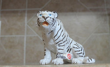 VINTAGE Schleich 14097 Tiger Sitting White BIG cat toy collectible wildlife