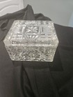 Vintage MCM Cut Glass Cigarette Box Trinket Candy Dish w/lid 