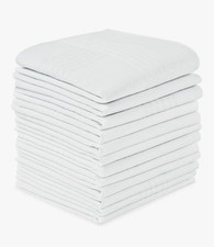 12 Pack Men's Premium Handkerchiefs, Cotton White Pocket Square Hanks