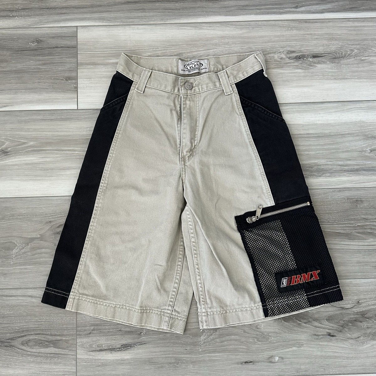Lee Pipes Boys Size Small BMX Skating Khaki Baggy Shorts Raver