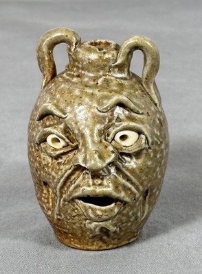 Miniature Ugly Face Jug Joseph Jostes SJ Pottery Folk Art Stoneware 2 