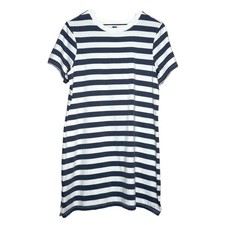 Old Navy Womens T-Shirt Dress M Gray Striped Basics Coastal Preppy Nautical